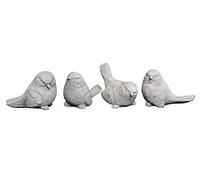 gartendekoparadies.de Bird set 4 x blue tit, stone figure, H. 11 cm, 4 kg, gray, frost-proof made of cast stone for outdoor use