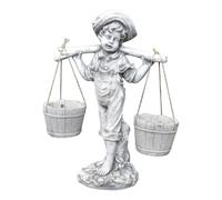gartendekoparadies.de Boy with hanging basket, stone figure H. 60 cm, 20 kg, gray, frost-proof made of cast stone for outdoor use