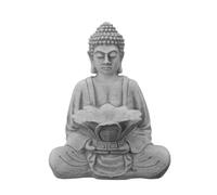 gartendekoparadies.de Buddha figure with bowl, stone figure, H. 33 cm, 9 kg, gray, frost-proof made of cast stone for outdoor use