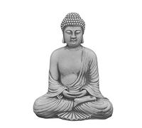 gartendekoparadies.de Buddha in deep meditation, stone figure, H. 30 cm, 6 kg, gray, frost-proof made of cast stone for outdoor use