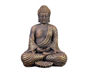 gartendekoparadies.de Buddha statue in exclusive coloring, stone figure, H. 42 cm, 19 kg, gold, frost-proof made of cast stone for outdoor use