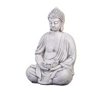 gartendekoparadies.de Buddha with bowl, stone figure, H. 38 cm, 11 kg, gray, frost-proof made of cast stone for outdoor use