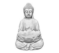 gartendekoparadies.de Buddha with lotus flowers bowl, stone figure, height 30 cm, 6 kg, frost-proof made of cast stone for outdoor use (gray)
