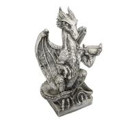 gartendekoparadies.de Dragon on base, stone figure, H. 51 cm, 18 kg, gray, frost-proof made of cast stone for outdoor use