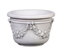 gartendekoparadies.de Flower pot with fruit motif Planter made of cast stone, H. 26 cm, 11 liters, 20 kg, gray, frost-proof for outdoor use
