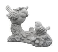 gartendekoparadies.de Funny pair of birds on a branch, stone figure, H. 30 cm, 9 kg, gray, frost-proof made of cast stone for outdoor use