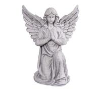 gartendekoparadies.de Garden Angel Stone Praying Figurine, 39 cm Height, White Concrete, 10 kg, Grey, Frost-Proof for Outdoor Use