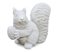 gartendekoparadies.de Garden Figure Squirrel Stone Figurine Height 21 cm 6 kg Grey Frost-Proof Cast Stone for Outdoor Use