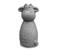 gartendekoparadies.de Garden Figurines Set Made of Cast Stone, 5 Weatherproof Animal Figures, Cow Rabbit Cat Owl Frog, Grey, 24-26 cm Height, Garden Decoration Frost-Proof (Cow)