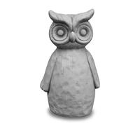 gartendekoparadies.de Garden Figurines Set Made of Cast Stone, 5 Weatherproof Animal Figures, Cow Rabbit Cat Owl Frog, Grey, 24-26 cm Height, Garden Decoration Frost-Proof (Owl)