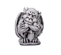 gartendekoparadies.de Garden Ornament Gargoyle with Sword, 33 cm Height, 17 kg, Grey, Stone Figure Frost Proof for Outdoor Use