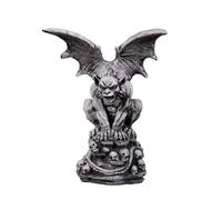 gartendekoparadies.de Gargoyle Garden Ornament with Wings on Skulls 40cm Height 8kg Grey Cast Stone Frost Proof Outdoor Garden Ornament