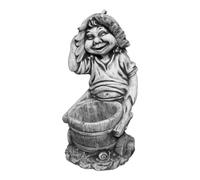 gartendekoparadies.de Gnome with wheelbarrow, stone figure gnome, H. 50 cm, 23 kg, gray, frost-proof made of cast stone for outdoor use