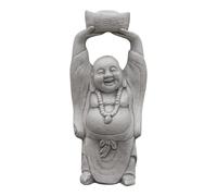 gartendekoparadies.de Happy Buddha, stone figure, H. 41 cm, 8 kg, gray, frost-proof made of cast stone for outdoor use