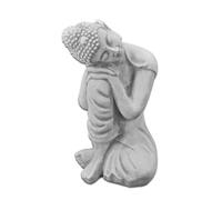 gartendekoparadies.de Kneeling Buddha, stone figure, H. 38 cm, 13 kg, gray, frost-proof made of cast stone for outdoor use