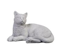 gartendekoparadies.de Lying cat, stone figure, H. 18 cm, 6 kg, gray, frost-proof made of cast stone for outdoor use