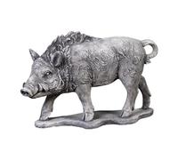 gartendekoparadies.de Medium-Heightd wild boar, stone figure, H. 30 cm, 13 kg, gray, frost-proof made of cast stone for outdoor use