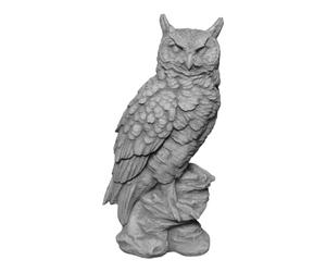 gartendekoparadies.de Owl eagle owl with feathers, stone figure, H. 41 cm, 12 kg, gray, frost-proof made of cast stone for outdoor use