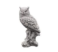 gartendekoparadies.de Owl statue, stone figure, H. 37 cm, 7 kg, gray, frost-proof made of cast stone for outdoor use