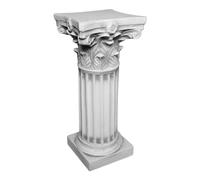 gartendekoparadies.de Pedestal base with leaf motif, stone base, height 45 cm, footprint 17 x 17 cm, 16.5 kg, gray, frost-proof made of cast stone for outdoor use