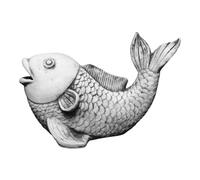 gartendekoparadies.de Saragoi magnificent Koi fish, stone figure, H. 21 cm, 6 kg, gray, frost-proof made of cast stone for outdoor use