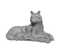 gartendekoparadies.de She-wolf with small puppy, stone figure, H. 23 cm, 9 kg, gray, frost-proof made of cast stone for outdoor use