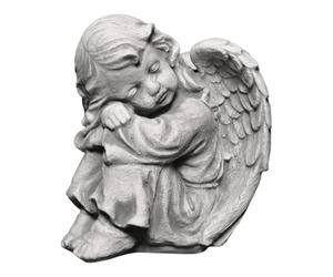 gartendekoparadies.de Sleeping angel grave angel, stone figure H. 24 cm, 6 kg, gray, frost-proof made of cast stone for outdoor use
