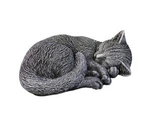 gartendekoparadies.de Sleeping cat antique, stone figure, H. 11 cm, 4.5 kg, multi-colored, frost-proof made of cast stone for outdoor use
