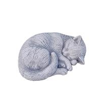 gartendekoparadies.de Sleeping cat, stone figure, H. 11 cm, 4.5 kg, gray, frost-proof made of cast stone for outdoor use