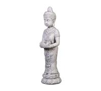 gartendekoparadies.de Slim standing Buddha, stone figure, H. 50 cm, 6 kg, gray, frost-proof made of cast stone for outdoor use