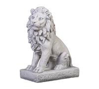 gartendekoparadies.de Small Lion Left, Stone Figure, H. 34 cm, 10 kg, Gray, Frost-Proof Made of Cast Stone for Outdoor Use (Left)