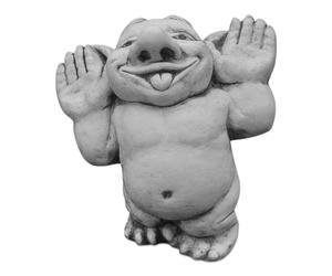 gartendekoparadies.de Solid stone figure funny troll Hello, here I am! Height 25 cm, grey, 6 kg, made of cast stone, frost-proof figure for outdoor use