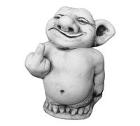 gartendekoparadies.de Solid stone figure funny troll middle finger stinky finger made of frost-proof cast stone