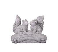 gartendekoparadies.de Squirrel Welcome, stone figure, H. 34 cm, 20 kg, gray, frost-proof made of cast stone for outdoor use
