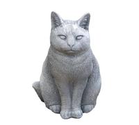 gartendekoparadies.de Standing cat, stone figure, H. 29 cm, 9 kg, gray, frost-proof made of cast stone for outdoor use