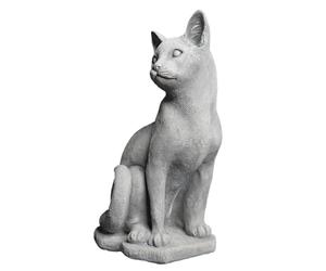 gartendekoparadies.de Standing cat, stone figure, H. 40 cm, 12 kg, gray, frost-proof made of cast stone for outdoor use