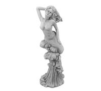 gartendekoparadies.de Statue Mermaid on a Wave, Stone Figure, H. 80 cm, 23 kg, Grey, Frost-Proof Made of Cast Stone for Outdoor Use