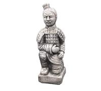 gartendekoparadies.de Statue of kneeling terracotta warrior motif IV, stone figure, H. 31 cm, 2 kg, gray, frost-proof made of cast stone for outdoor use