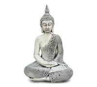 gartendekoparadies.de Thai Buddha Garden Statue Cast Stone 49cm Height 16kg Frost Proof (Black)