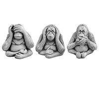 gartendekoparadies.de THREE monkeys See nothing, hear nothing, say nothing, stone figure, H. 22 cm, 19 kg, gray, frost-proof made of cast stone for outdoor use