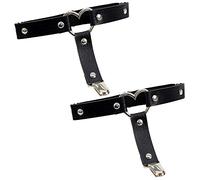 Garters Belt Adjustable Love Heart Leg Garter with Buckle Anti-Slip Clips Elastic Punk 1 Pair, 1pair-black, One Size
