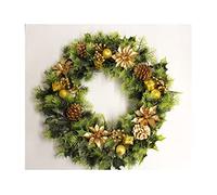 GARTHWAITE NURSERIES® : - UK Stockist : - Approximately 18" Christmas Wreath Decoration/Door Artificial Xmas Gold/Poinsettias/Holly Cone