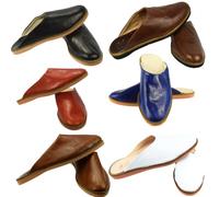 Gartiam - 100% Leather Solid and Comfortable Slippers for Men and Women for Home or Outdoor - Traditional Handmade - Various Colours, Rigid Black, 7 UK