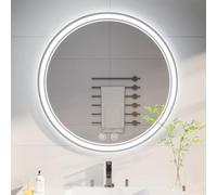 GartistGo 60cm Round LED Bathroom Mirror Wall-Mounted with Anti-Fog, Tri-Color Stepless Dimming, Memory Function, 5mm Copper-Free Tempered Safety Glass, Dual-Touch Control & Auto Shut-Off