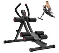 GartistGo Ab Workout Machine, Adjustable Foldable Abdominal Trainer with LCD Monitor, 4 Levels Incline Core Trainer, Silent Ab Crunch Machine for Home Gym, Waist, Leg Full Body Training