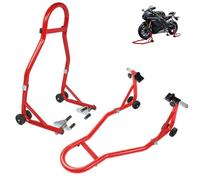 GartistGo Universal Motorcycle Stand Set, Front Fork Lift Stand + Rear Swingarm Paddock Stand, 450KG Heavy Duty 32mm Thick Steel Bike Lift with Wheels, Motorcycle Maintenance Stand
