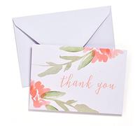 Gartner Studios Peach Floral Watercolor Thank You Cards, Wedding Supplies, 5” x 3.5”, with 50 Blank Cards, 50 Envelopes