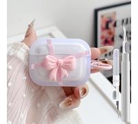 GARTOO Cute AirPods Pro 2nd/1st Generation Clear Case, Girly 3D Bow Design Soft TPU Protective Shockproof Kawaii Apple iPod Pro 2/1 Gen Cover with Cleaner Pen & Keychain Girls Women
