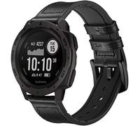 GARTOO Leather Watch Band for Garmin Instinct/Instinct 2 Solar, Soft Genuine Leather with Silicone Sweatproof Wrist Strap for Garmin Instinct Tactical/Tide/Esports/Instinct Solar-Max Wrist 8.1 Inches