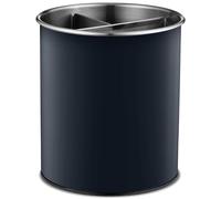 GARUET Rotating Utensil Crock with Weighted Base for Stability - Stainless Steel Utensil Caddy with Removable Divider (Black)